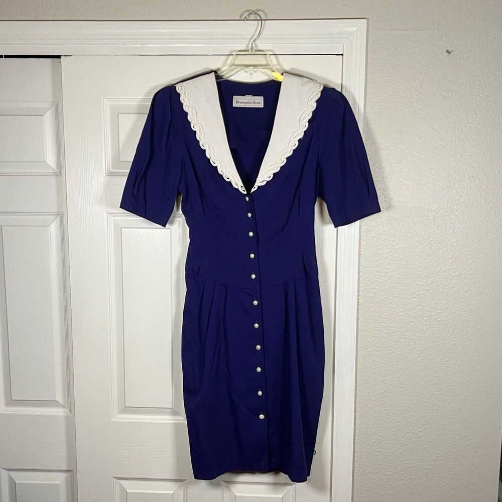 Vintage 1980s BRANDYWINE CREEK Dress L/XL Cottagecore Collar Prairie Button Midi
